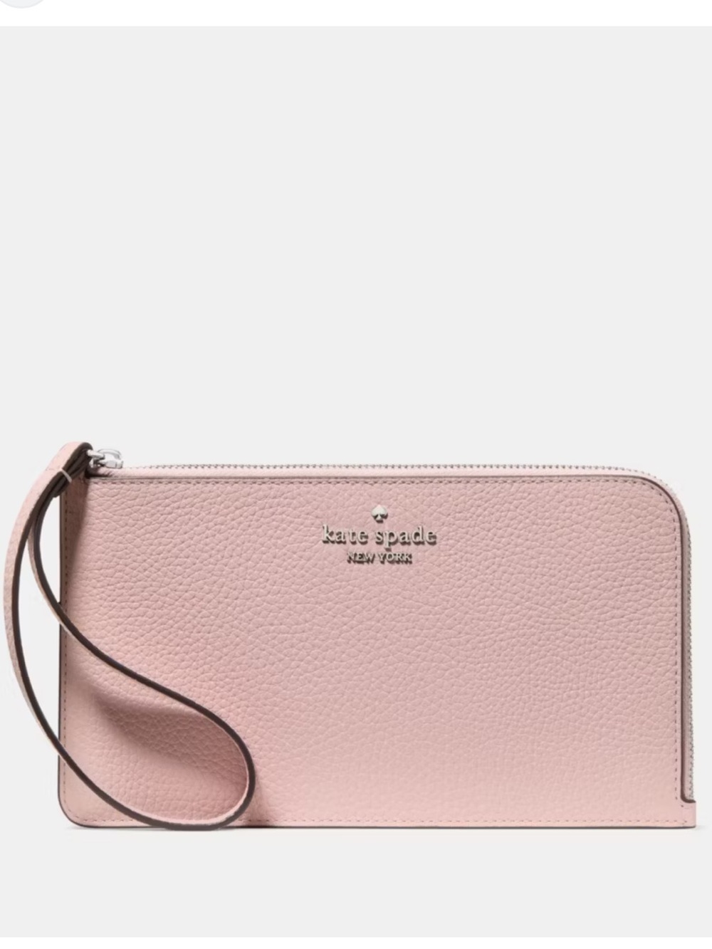 NWT Kate Spade Lucy Medium L-Zip Wristlet Tutu Pink pebbled leather